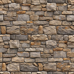 Fototapeta premium Seamless stone wall pattern with irregularly shaped rocks in earthy brown and gray tones. Ideal for backgrounds, architecture, and design projects