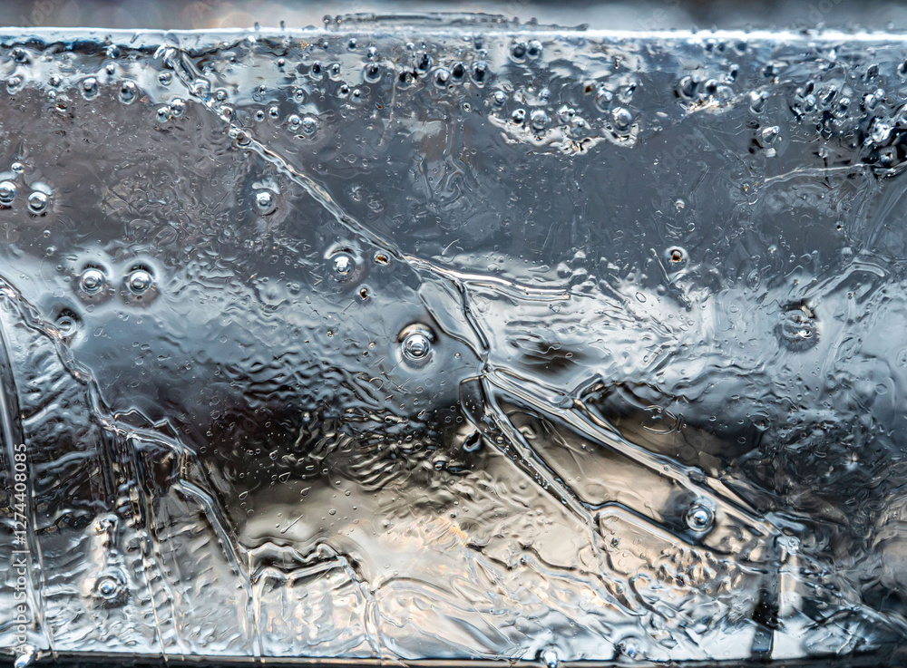 Poster close up macro shot of a clear ice block - texture for computer graphics, texturing, compositing or 
