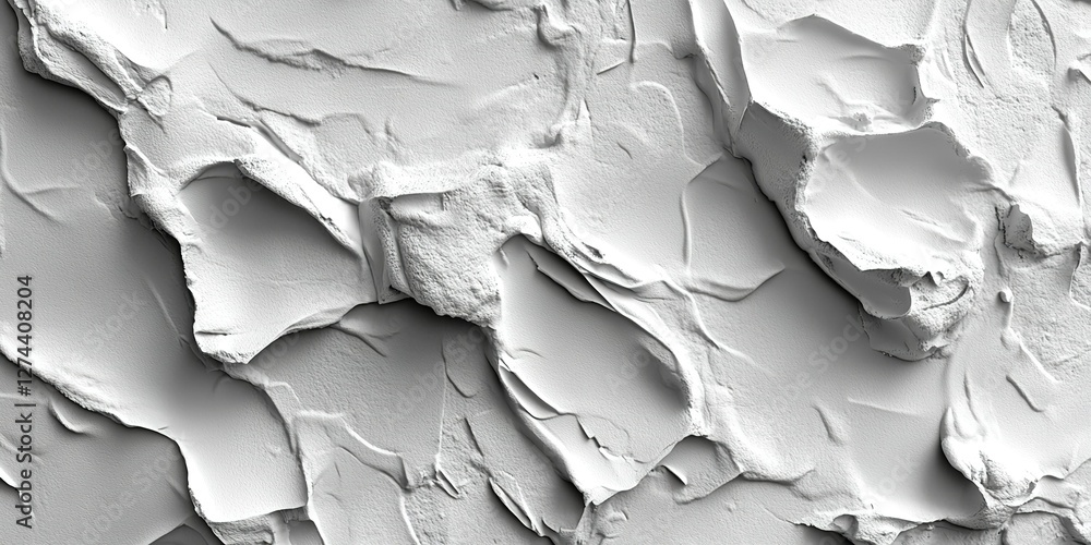 Poster textured surface of white paint with intricate patterns and details highlighting shadows and relief 