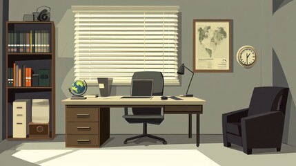 Home office, desk, work,  maps, globe, quiet background, productivity