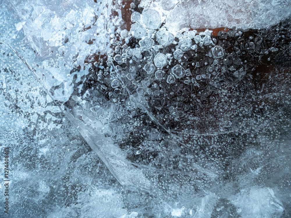 Poster close up macro shot of ice surface - texture for computer graphics, texturing, compositing or as a b