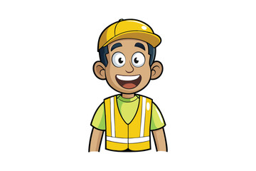 A cartoon of a warehouse worker vector art illustration.eps