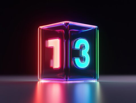 Illuminated number blocks showcasing 13 creative digital art studio environment vibrant colors
