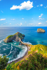High point of view of San Juan de Gaztelugatxe, Basque Country, Spain.