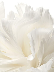 Abstract close-up of delicate white flower petals with soft light and flowing elegant lines.