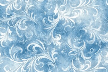 A beautifully intricate frost-inspired texture featuring swirling ice patterns and delicate snowflakes in shades of blue and white, evoking a dreamy winter aesthetic