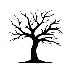 Silhouette Vector Spooky and Dry Nature Icon for Symbols & Illustrations