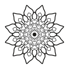 Black mandala for coloring. Mandala coloring page. Mandala art design. Intricate mandala pattern.Mandala tattoo.