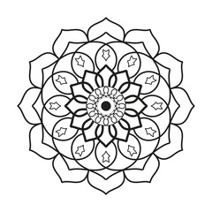 Mandala coloring page. Mandala art design. Intricate mandala pattern. Mandala tattoo. Outline mandala flower.