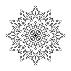 Black mandala for coloring. Mandala coloring page. Mandala art design. Intricate mandala pattern. Mandala tattoo. Outline mandala flower.