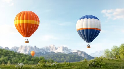Fototapeta premium hot air balloons in blue sky festival background