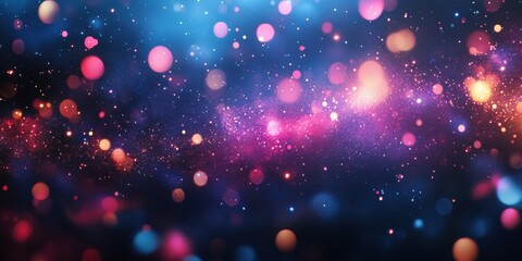 Vibrant Abstract Background with Colorful Bokeh Lights and Shimmering Stars Creating a Dreamlike Cosmic Atmosphere