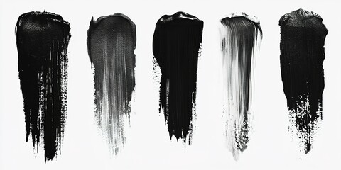 Various black paint strokes showcasing texture and depth in modern art style