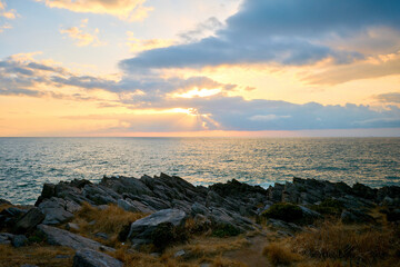 雄島で見る夕陽