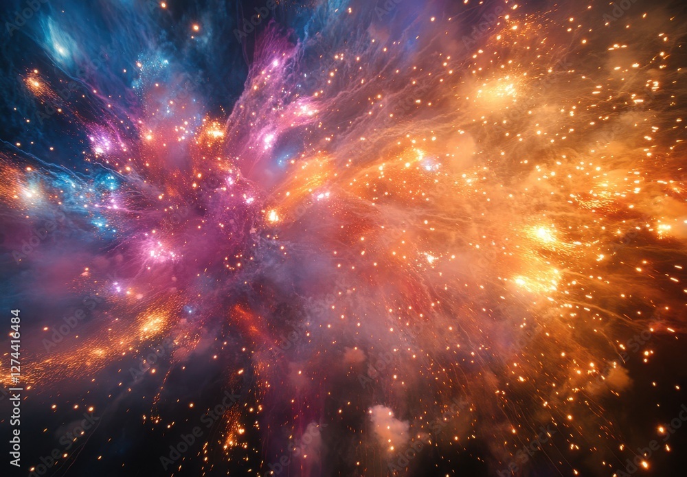 Aufkleber vibrant explosion of colorful nebula in deep space with stars and cosmic dust creating a mystical an