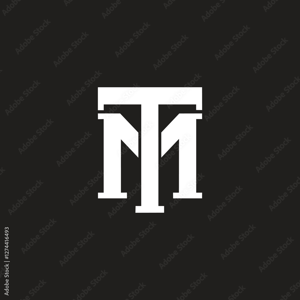 Fototapete flat letter mt or tm vector logo design initial art icon unique monogram and stylish modern branding