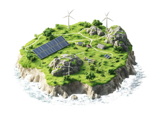 Floating island solar panel  outdoors machin  isolated on white background.PNG