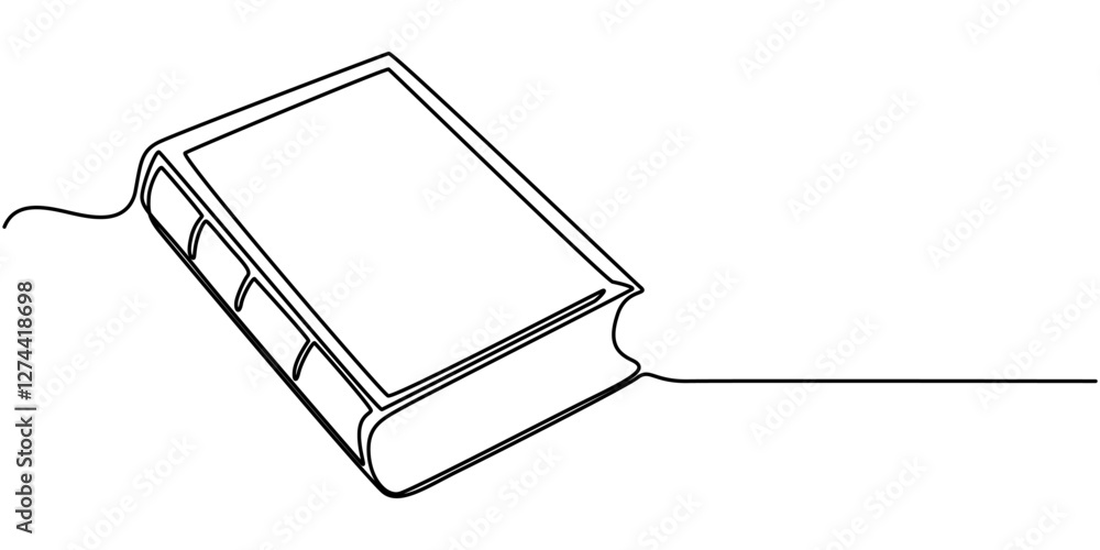 Poster continuous line drawing of book opening vector illustration, continuous line open book.simple one li
