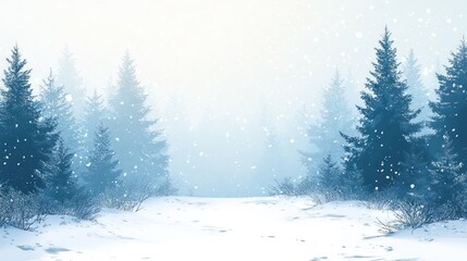 Fototapeta premium Serene Winter Wonderland Snow Covered Forest Scene