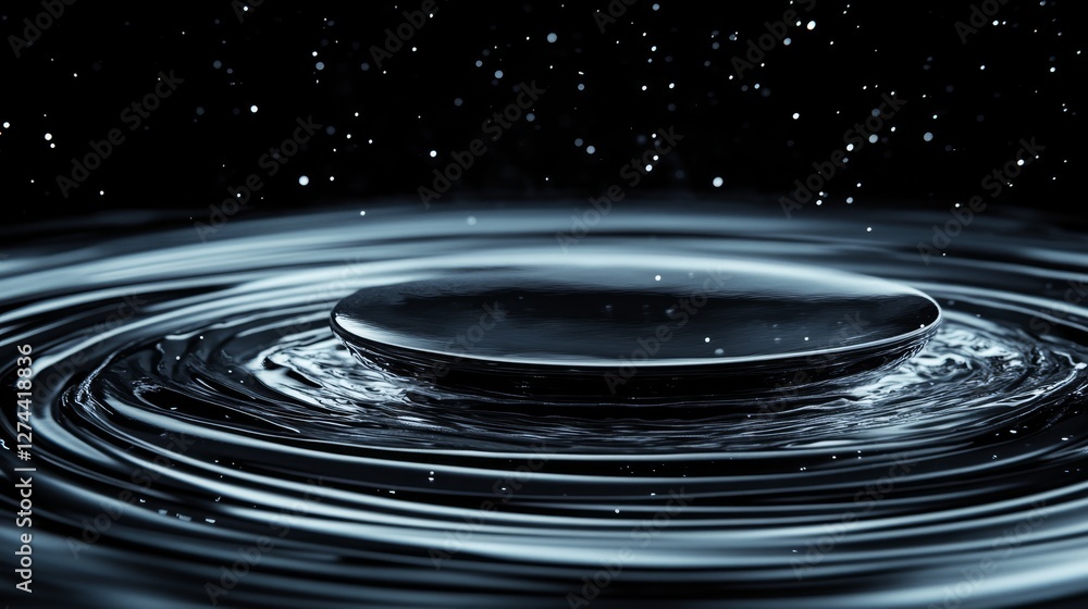 Poster futuristic dark liquid texture in space with motion blur and dynamic lighting effects