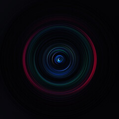 Colorful radial motion effect. Abstract rounded background. Color curves and sphere.