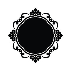 Elegant Black Circular Frame, Ornate Design, Vintage Style, Decorative Element