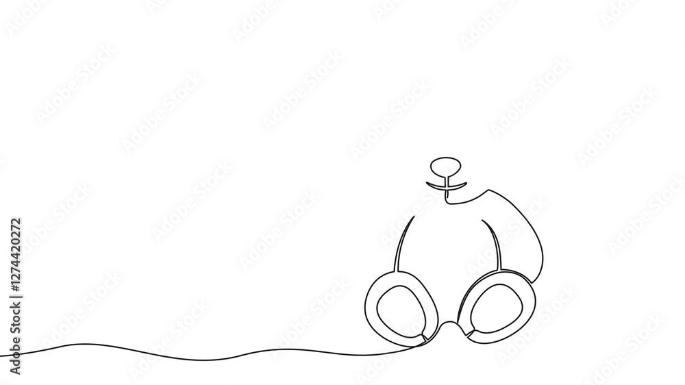 Poster one continuous line illustration of bear soft toy. continuous line drawing of teddy bear. 4k video a
