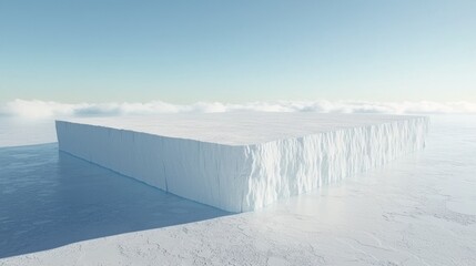Grand Iceberg Floating Above the Calm Sea Under Clear Sky