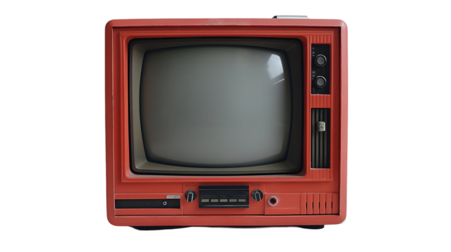 Red Retro TV Set Classic Antique Design, Vintage Media Icon for Home Decor, isolated on transparent background.
