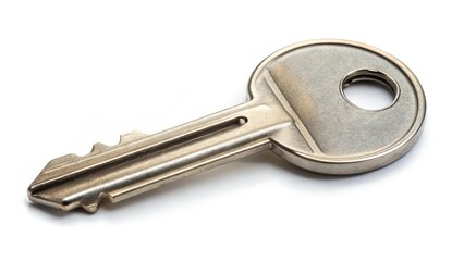 Metal Key on White Background