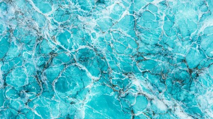 Obraz premium Overhead Shot of Melting Channels in Abstract Turquoise Pattern