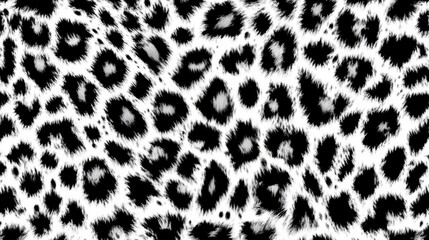 Seamless Black and White Snow Leopard Print 