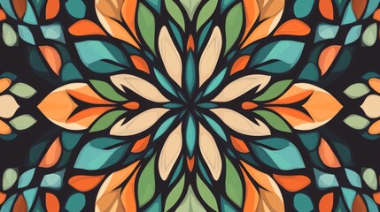 Seamless Colorful Mandala Pattern with Intricate Floral Design