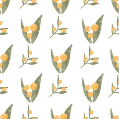 Watercolor Olive Leaf Seamless Pattern