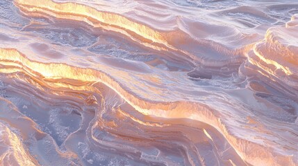Obraz premium Tide Sculpted Ice Ridges with Soft Light Reflections Along the Coast