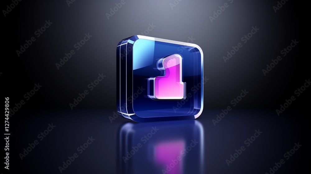 Wall mural 3d like icon 01, a vibrant and glossy 3d icon of a 