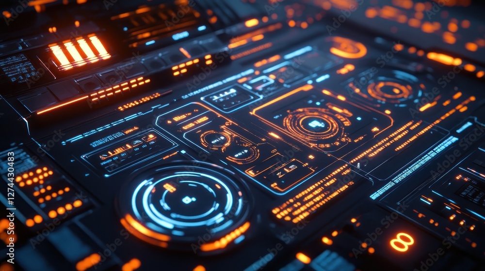 Poster futuristic technology interface control panel display