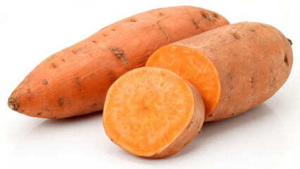 Sweet Potatoes on White Background