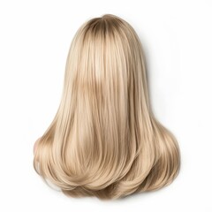 Fototapeta premium Blonde wig showcase isolated on white background hair styling elegant view