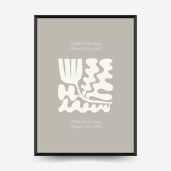 Abstract dark floral posters template. Modern trendy Matisse minimal style. Black and white colors. Hand drawn design for wallpaper, wall decor, print, postcard, cover, template, banner.