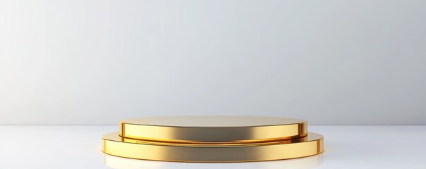 A sleek, golden podium against a minimalist background, ideal for showcasing awards, products, or presentations.