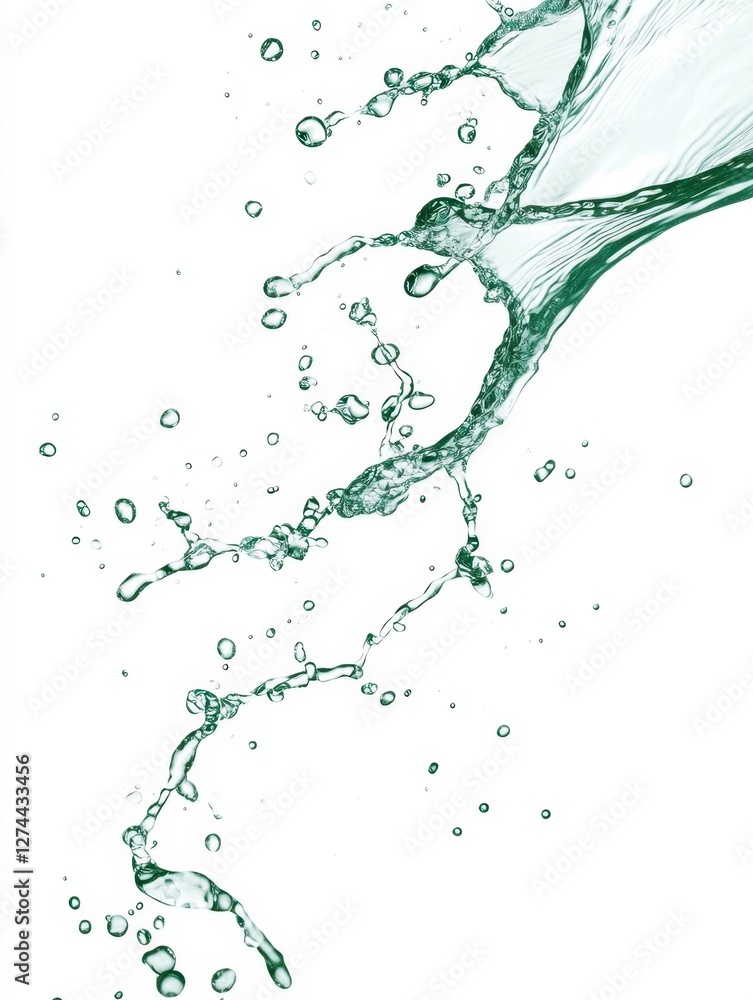 Poster dynamic splash of refreshing water on white background capturing movement and purity for design and 