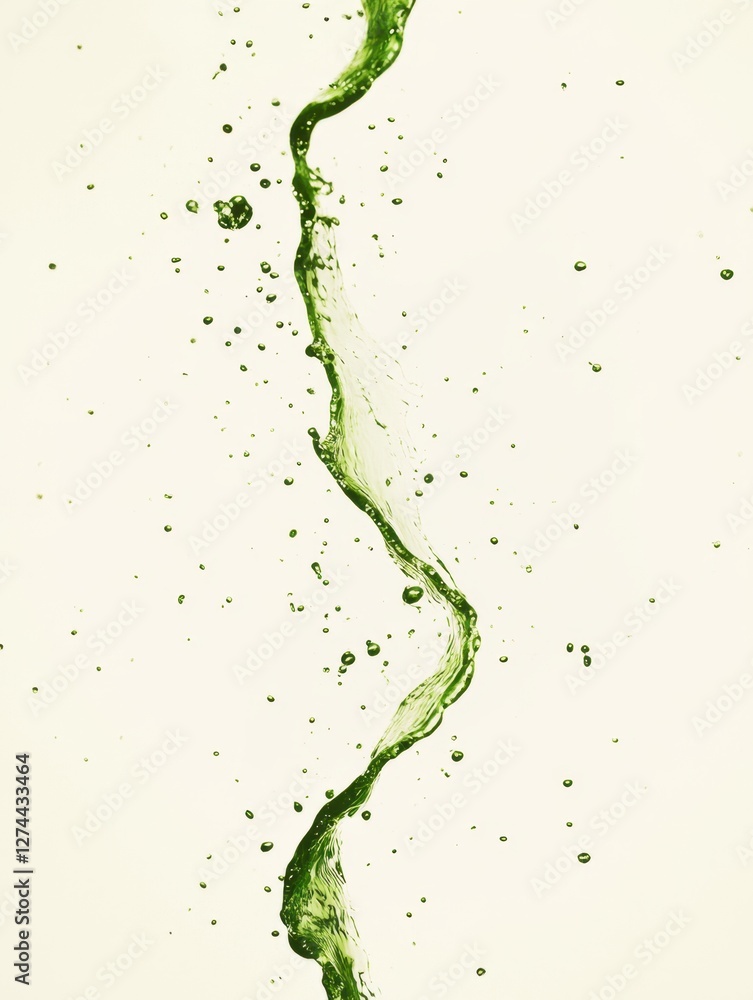 Poster emerald liquid splash on light backdrop creating dynamic movement and fresh vibrant feeling for desi