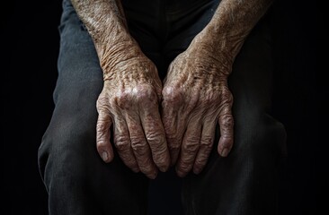 Fototapeta premium Hands of an elderly person reveal the passage of time and experience
