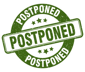 postponed stamp. postponed label. round grunge sign