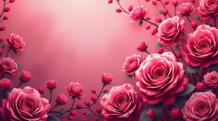 A vibrant collection of cascading pink roses.