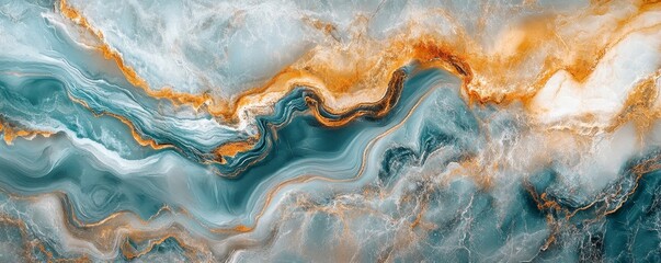 Fototapeta premium an abstract marble texture with waves and gold accents, ideal for artistic backgrounds. The flowing patterns and color scheme create a sense of elegance and luxury