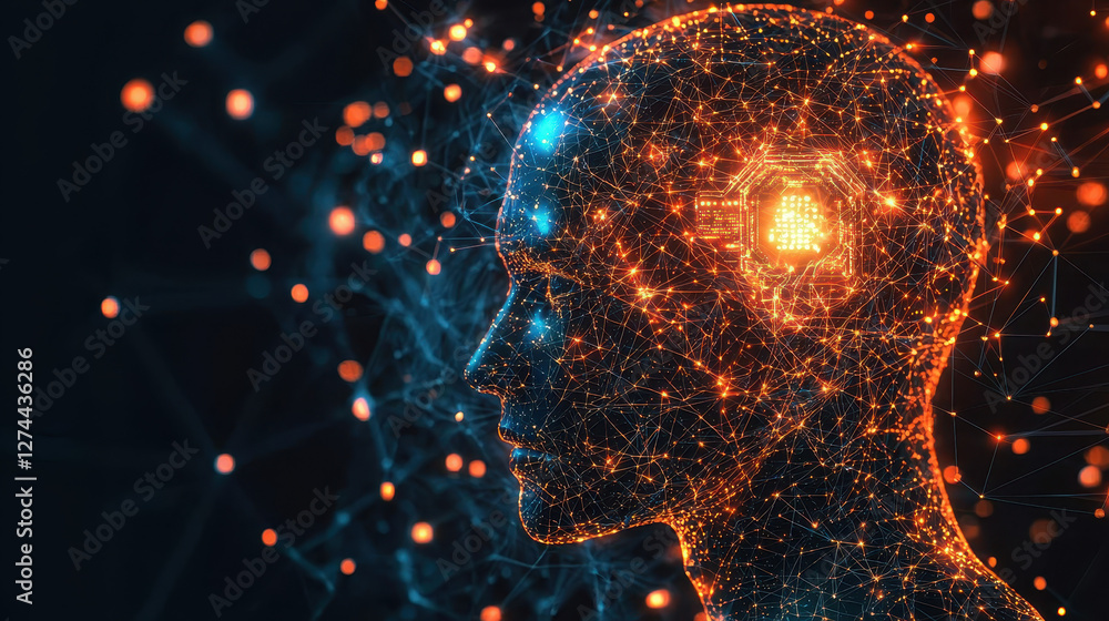 Aufkleber cyber ai analyzes millions of threat reports in real-time, surrounded by holographic data streams in