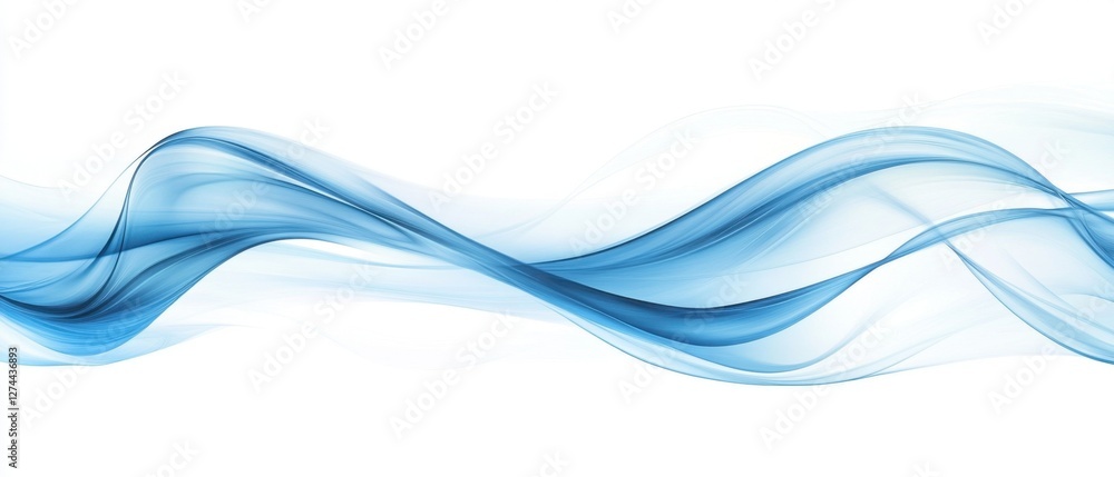 Poster elegant flowing blue wave design on a clean white background creating a sense of motion and fluidity