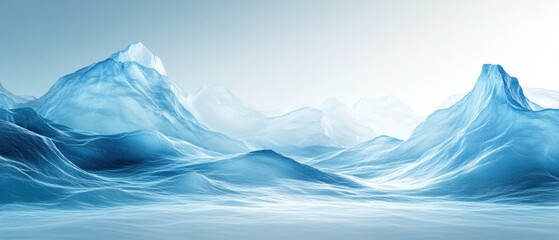 Obraz premium Serene blue ice mountain landscape with soft lighting and ethereal atmosphere for digital background use